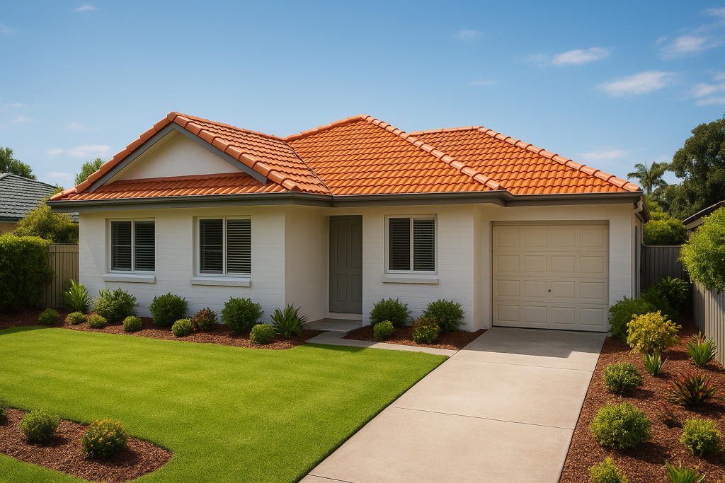 Freshly restored terracotta tile roof in Kelvin Grove, showcasing leak repairs.