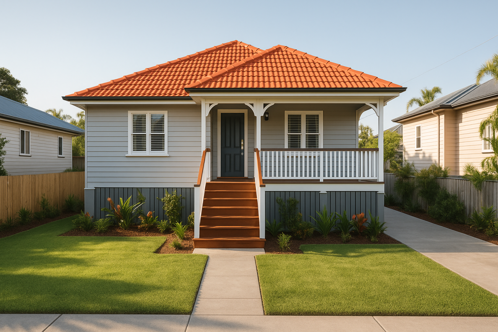 Restored terracotta tile roof on a Queenslander home in Wilston after professional roof restoration and repointing