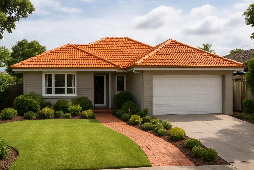 Terracotta Tile Roof Restoration and Leak Repair in Coorparoo showing a newly restored roof on a suburban home.