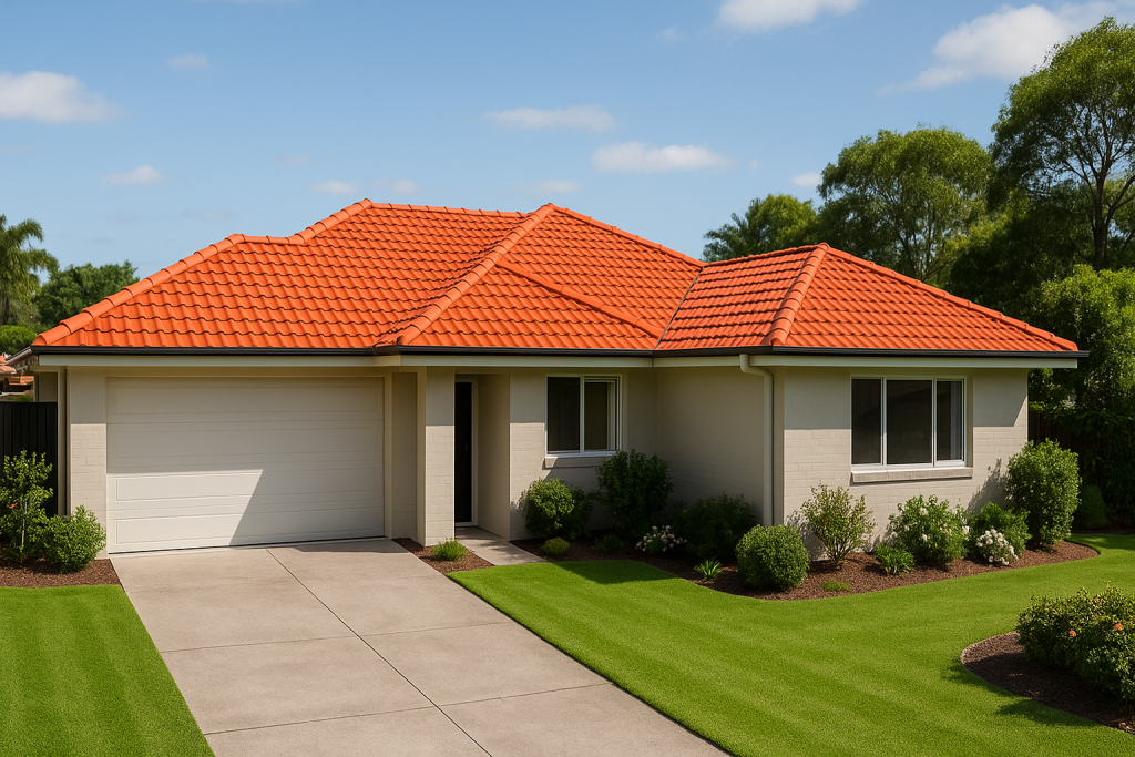 Completed terracotta tile roof restoration and leak repair on a home in Clayfield.